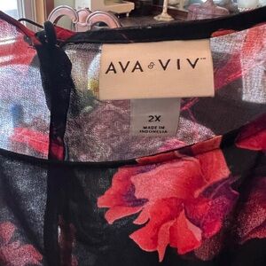 Ava & Viv Black and Red Floral Long Sleeve Dress